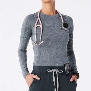 FIGS Women's Light Dark Harbor Salta Seamless - Longsleeve Underscrub XS top